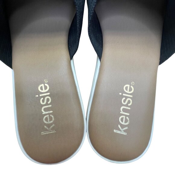Kensie Womens Black Knit Open-Toe Lightweight Ribbed Wedge Slide Sandals Size 8 - Picture 5 of 6